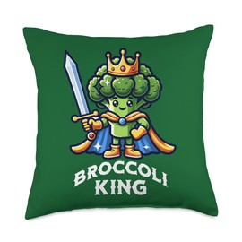 Broccoli King Funny Quote Broccoli Lover Vegan Vegetable Throw Pillow