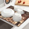 Dish Drying Mat Retro Coffee Pattern for Kitchen Counter Absorbent