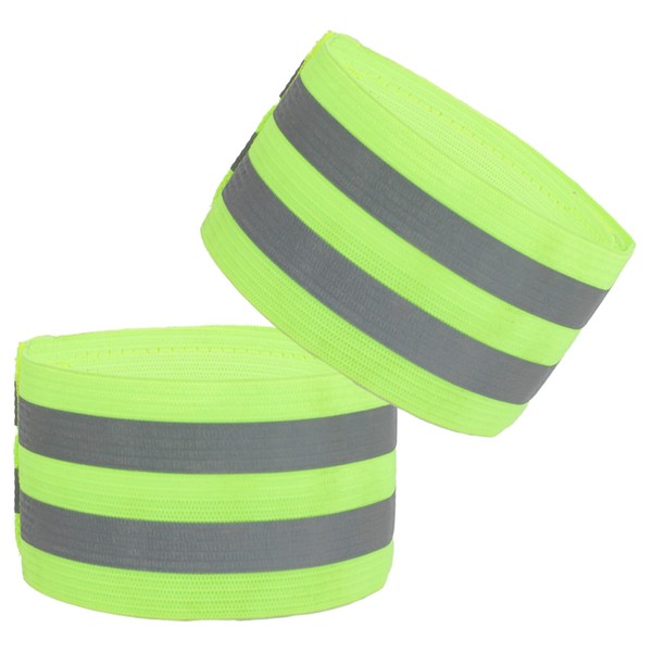2 Stück Reflektorband Fahrrad - Hosenklammer Grün, Elastisch & mit