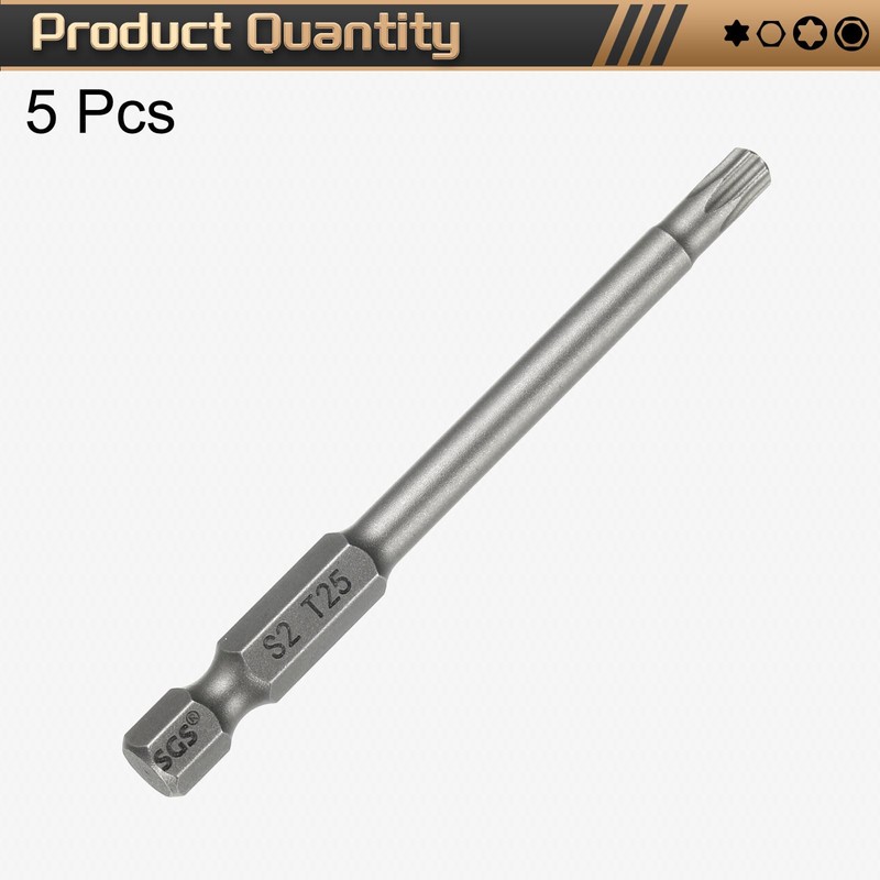 QUARKZMAN 5 Pieces T25 Torx Bit Screwdriver Bit Set 1/4