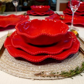 Certified International Perlette Red 12 pc Melamine Dinnerware Set, Service for 4