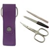Real Leather 3 Piece Manicure Case Nail Scissors, Nail File