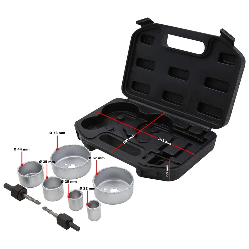 Wiltec Hole Saw Set 9-Piece Can Drill, 6 Drill Bits