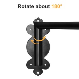 Swing Arm Curtain Rod, 47'' Long, 1.1'' Diameter, Rotate about 180 degrees, Detachable Ball Finial, White, 1 piece