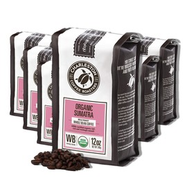 Charleston Coffee Roasters | Specialty Organic Whole Bean Bag | Hand Picked, Premium Slow Roast | Sumatra (12oz, 6 pack)