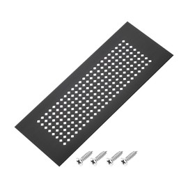 PATIKIL 8 x 3 Inch Door Air Vent Cover, Aluminum Grille Ventilation Cover Louvered Diamond Hole with Mounting Screws for Cabinet Wardrobe Door, Black