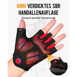 ATERCEL Cycling Gloves Half Finger for Men Women - Cycling Gloves MTB Gloves with SBR Padding for Cycling, MTB, Fitness, Red, M
