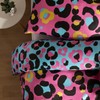 OHS Leopard Print Double Bedding, Reversible Quilt Covers for Girls