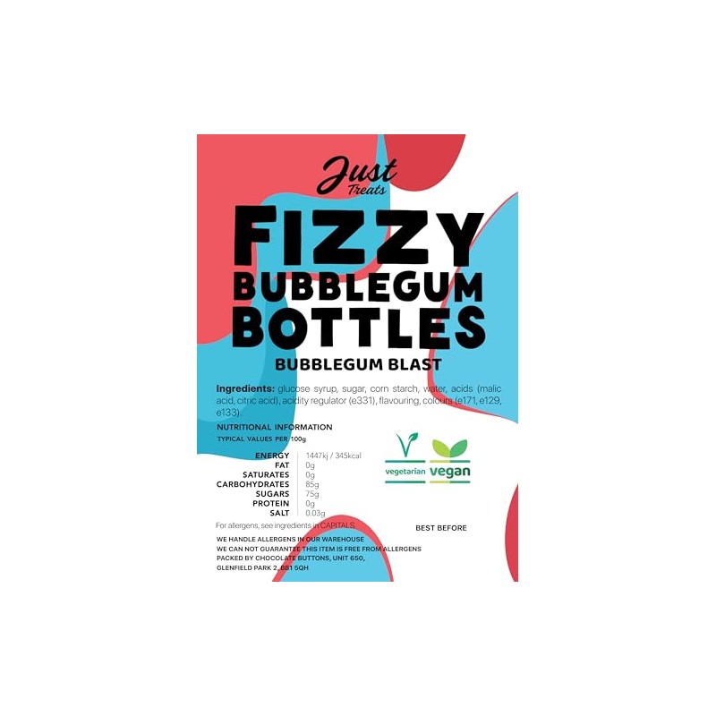 Just Treats Fizzy Bubblegum Bottles (500g Share Bag)