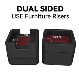 MYMULIKE Bed Risers 2 inch, 3 inch, 4 inch Heavy Duty Furniture Risers, Up to 6,000 lbs, Stackable Bed Lifts for Bed, Sofa, Bed Table, Desk, Table, Chair, Leg with Wheels, (Black 4 Pack, 2inch)