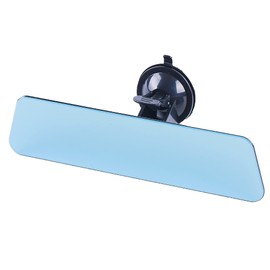 FM2018XSL Anti-Glare Trapezoid Rearview Mirror with Suction Cup, Universal Blue Car Mirror, Wide Angle Flat Mirror(11", Frameless)