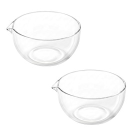 EIKS Glass Bowls with Spout for Mixing and Serving Sauce Jam Salad Coffee Milk Cooking Baking (300ml * 2)
