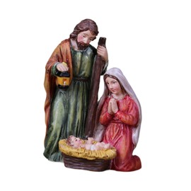 SM SunniMix Joseph, Mary, Jesus with Manger Christmas Nativity Scene Set Flat Bottom Base for Stability Cabinet Nativity Scene Figurine