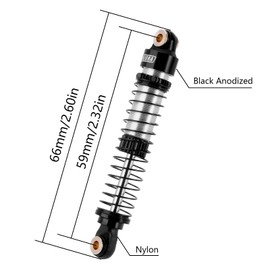 INJORA 59MM Shocks Long Threaded Shock Absorber Oil Damper for TRX4M TRX4MT 1/18 RC Crawler Upgrade (Black)