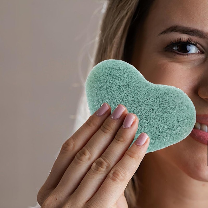 Esponja Facial de Corazón para Limpieza Profunda Exfoliante, 3 Piezas
