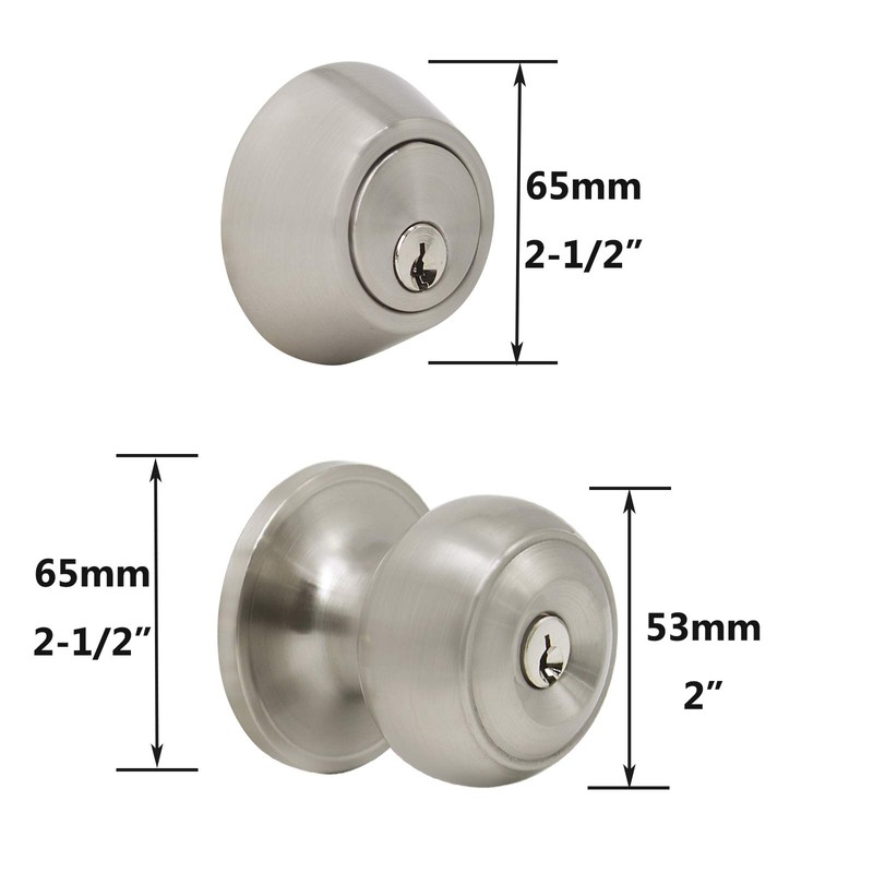 Gobrico 3 Pack Keyed Round Ball Entry Door Knob and