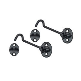 QCAA Forged Brass Cabin Hook Latch & Eye, 3", Antique Copper, 2 Pack, Made in Taiwan