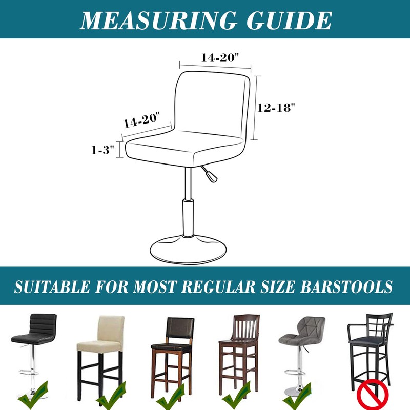 HFCNMY Bar Stool Covers with Backs,2 Pack Stretch Bar Stool