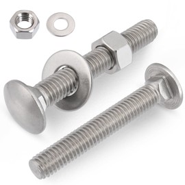 VGBUY 1/4-20 x 3-1/2" Carriage Bolts Screws 15 Sets, 304 Stainless Steel 18-8, Round Head Square Neck, Carriage Bolts and Nuts Kit, with Flat Washers