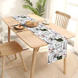 Heyfary New York Party Decorations NYC Cityscape Table Runner American Travel Theme Party Decor USA Home Kitchen Dining Room Table Decor