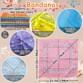 TFengfly 24 Pack 12 colors Paisley Bandanas Bulk Unisex Cowboy Bandanas Head Scarf Necktie Face Cover (Colorful)