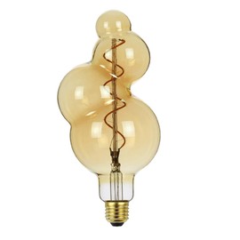 Lxcom Lighting Decorative Large Vintage Light Bulb Bubble Light Bulb 4W Bubble Shaped LED Oversized Edison Bulb 2300K Warm White Amber Glass Spiral Flexible Filament E26 Base for Home Bar Resturant