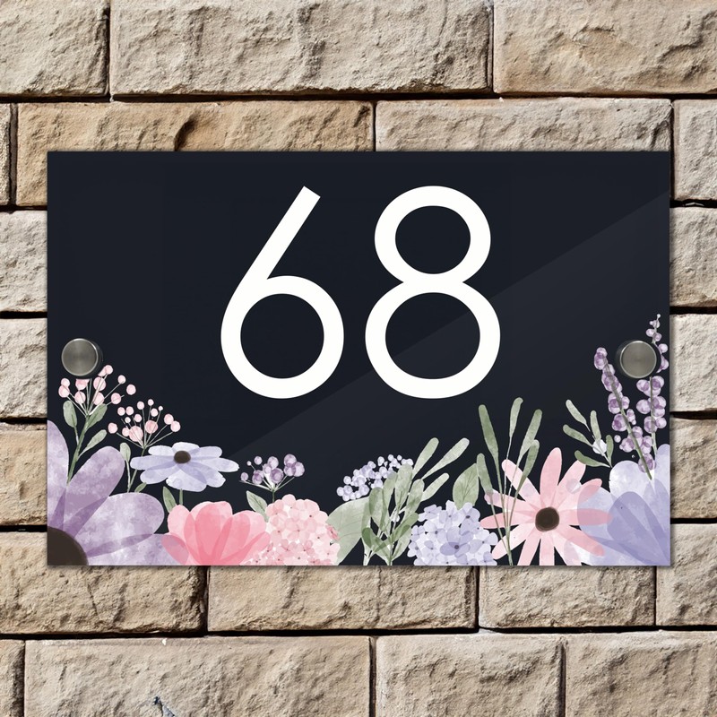 Badgemaster Modern Anthracite House Number Sign Plaque Stainless Steel Standoffs