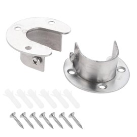 Yetaha Pack of 2 Silver 32 mm Stainless Steel Rod Holder Flange Socket with M4 x 20 Stainless Steel Screws and Expansion Screws Rod Holder for Balconies, Bathrooms, Bedrooms