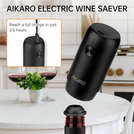 AIKARO - 電動ワイン真空ポンプ（ボトルストッパー2個付き）、自動ワイン保存器、充電式