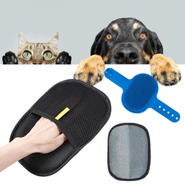YINGPM Electrostatic Pet Hair Remover Glove – Double Sided, Reusable Deshedding Mitt for Cats & Dogs – Soft Silicone Grooming Glove for Fur, Furniture, Carpet & Car Seats – Blue (1PC)
