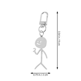 [LIFKOME] 2pcs Cartoon Key Chain Bag Hanging Decoration Keychain for Couples Car Keychain Cute Backpack Key Pendant Stick Man Keychain Pendant Crie, Silver