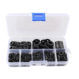 HALJIA 500PCS Black Nylon Washer Plastic Flat Washer Nylon Gasket Ring Assorted Insulating Round Plastic Spacer Washers M2 M2.5 M3 M4 M5 M6 M8 M10 for Automotive Plumbing Marine Machinery