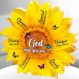 Gerrii Christian Gifts for Women Sunflower Inspirational Religious Gifts for Her Bible Verse Desk Decor Spiritual Acrylic Plaque Decorative Sign for Birthday Mom Sister Friend