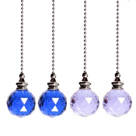 4PCS Ceiling Fan Pull Chain, Bedroom Lamp Crystal Pull Cord, Decorative Fan Pull Chain, Fan Cord Pendant for Ceiling Light Lamp Fan Chain Extender (Purple+Blue)