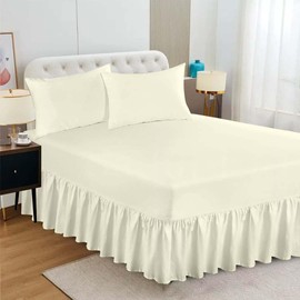 Egypto Plain Dyed Deep 𝐅𝐢𝐭𝐭𝐞𝐝 𝐕𝐚𝐥𝐚𝐧𝐜𝐞 Sheet Double – Easy Care Soft & Durable Fitted Sheet with 30 cm Deep Frill – Breathable – Fit Over Mattress – Machine Washable (Double,Cream)