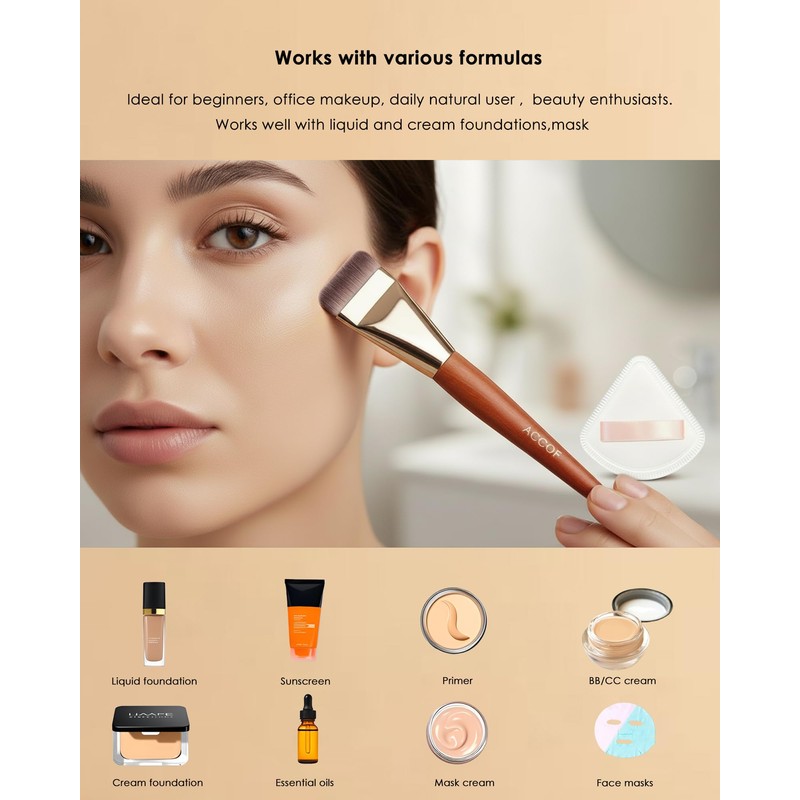 Thin Flat Foundation Brush for Liquid Makeup,Facial Makeup Spatula Brush