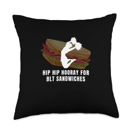 Funny BLT Sandwich Bacon Lettuce Tomato Foodie Cheerleading Throw Pillow