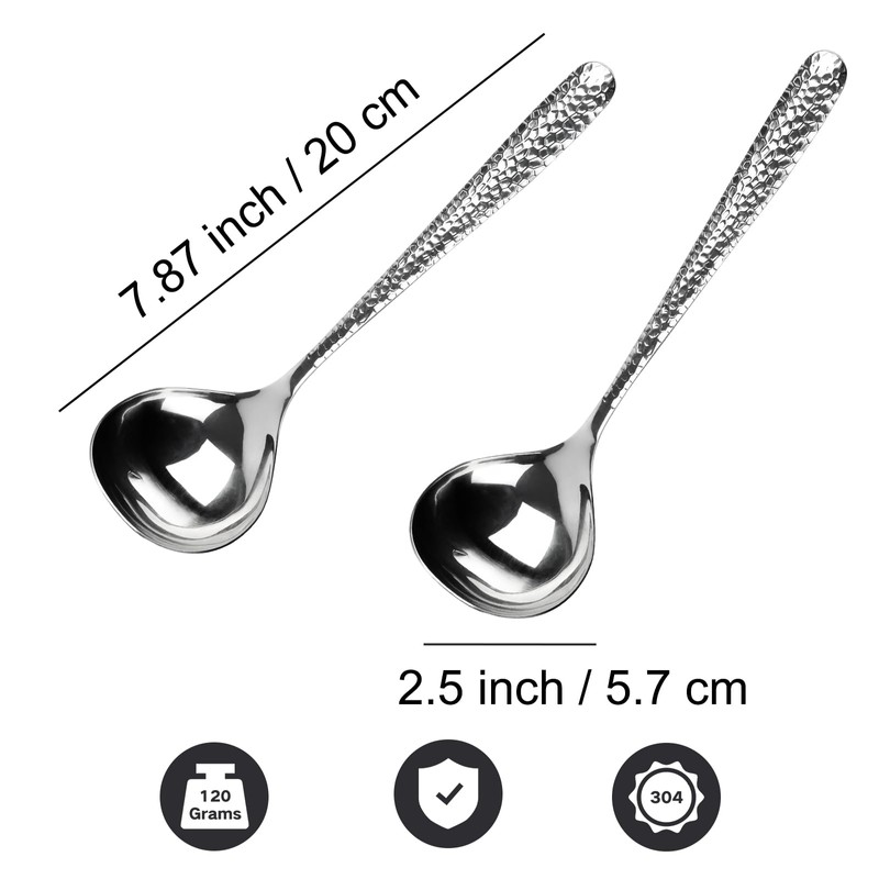 LANGMINGDE 2 PCS Deep Round Soup Spoons 7.87", 304 Stainless