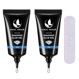 MAGIC ARMOR MAGIC ARMOR 2PCS Nail Rhinestone Glue Gel for Nails 60ML Gel Nail Glue for Rhinestones Gems Super Strong Bling Gel Press On Nails Fake Nails Gems Diamonds Jewelry Gel Decoration 3D Nail Art Cured Need