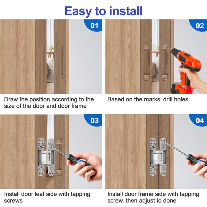 XMZ-DDUP 2Pcs 6 inch Hidden Door Hinges -Invisible Hinges for