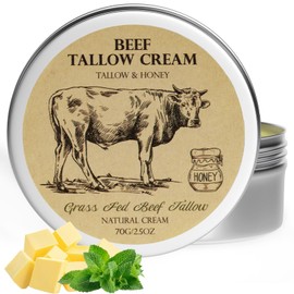 Beef Tallow for Skin, Tallow and Honey Balm,Tallow Face Moisturizer, Natural Grass-Fed Beef Tallow Balm with Raw Honey Moisturizing Cream for Body Lotion Skin Care