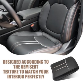 Muslogy Center Console Cover Compatible with Honda Pilot 2023 2024 2025, 2024-2026 Ridgeline/Passport Accessories Armrest Pad Lid Cushion Console Protector Vegan Leather Extra Soft(Black/Orange Trim)