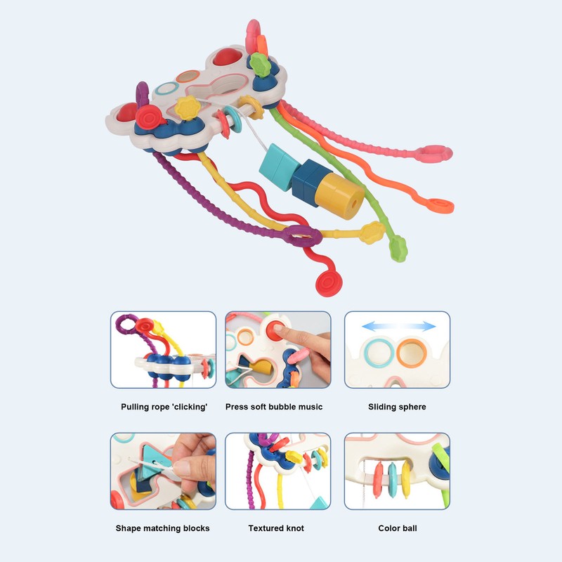 Pull String Interactive Toy Plastic Colorful Pulling Toy for Visual