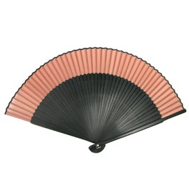 Kyoetsu Women's Hand Fan, Pure Silk, Plain, Black Ribs, 2-Piece Set, black bone 6