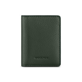 WOOLNUT Men's Leather Wallet – Slim Bifold Wallet Made from Scandinavian Full-Grain Leather, Holds 9+ Cards and Bills, with Exterior Pocket – Green