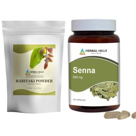 HERBAL HILLS HERBAL HILLS Haritaki Powder Terminalia Chebula Harde and Senna Capsules Pack of 2 Combo