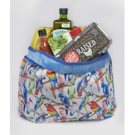 O-WITZ Reusable Grocery Bags | Vibrant Tote Bag For Groceries, Gym, Office, Beach, Toys & More | Washable Design With Large Handles For Maximum Convenience | Folds Into A Small Pouch, 3-pack, Parrots