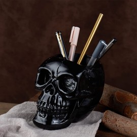 Arola Black Skull Pencil Holder Skeleton Key Holder Makeup Brush Holder Flower Pot Home Office Desk Accessories Organiser Accessories