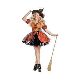 Party King Women's Plus Size Sweet As Candy Corn Witch Costume, Black/Orange, 3X
