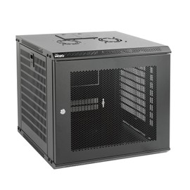 Tecmojo 9U Wall Mount Rack Network Cabinet for 19" IT Equipment,with Lockable Mesh Door and Side Panels,Cooling Fan,17.7inch Depth,Black